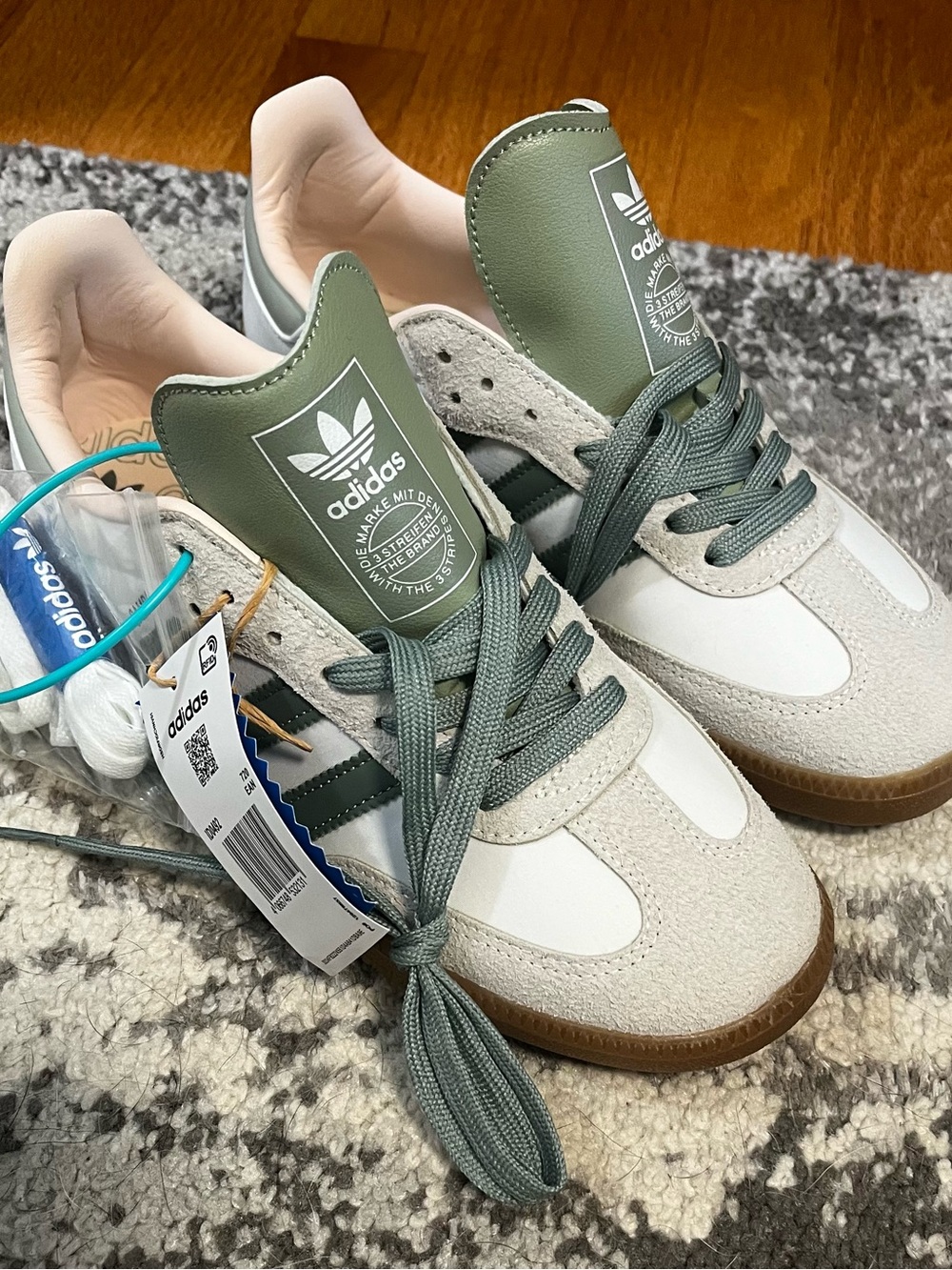adidas Women's Sneakers in Sage Green, White, Gum (not authentic)